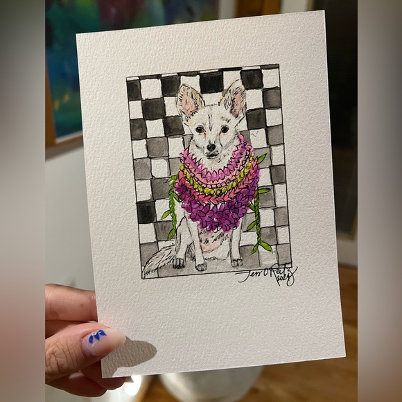 CUSTOM Watercolor and Pen Pet Portrait 5x7 - Picture 8 of 14